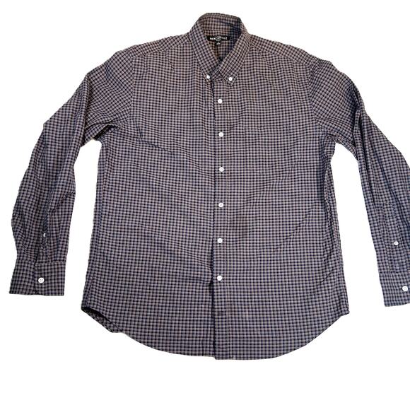 J. Crew Mercantile Flex Button Down Shirt Men's L Blue Orange Check Long Sleeve - Picture 1 of 13